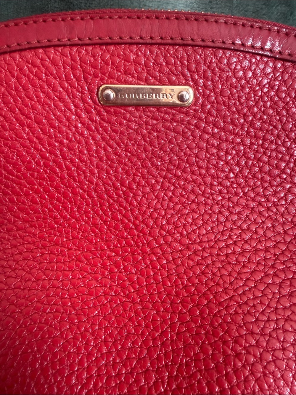 Burberry Red Pebbled Leather Dome Crossbody Bag with Gold Hardware - Picture 11 of 13